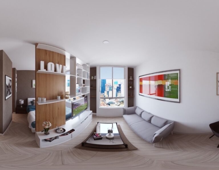 sala cómoda y moderna - torre nexus venta de apartamentos centro de Bogotá - apartaestudios para estudiantes - urbansa