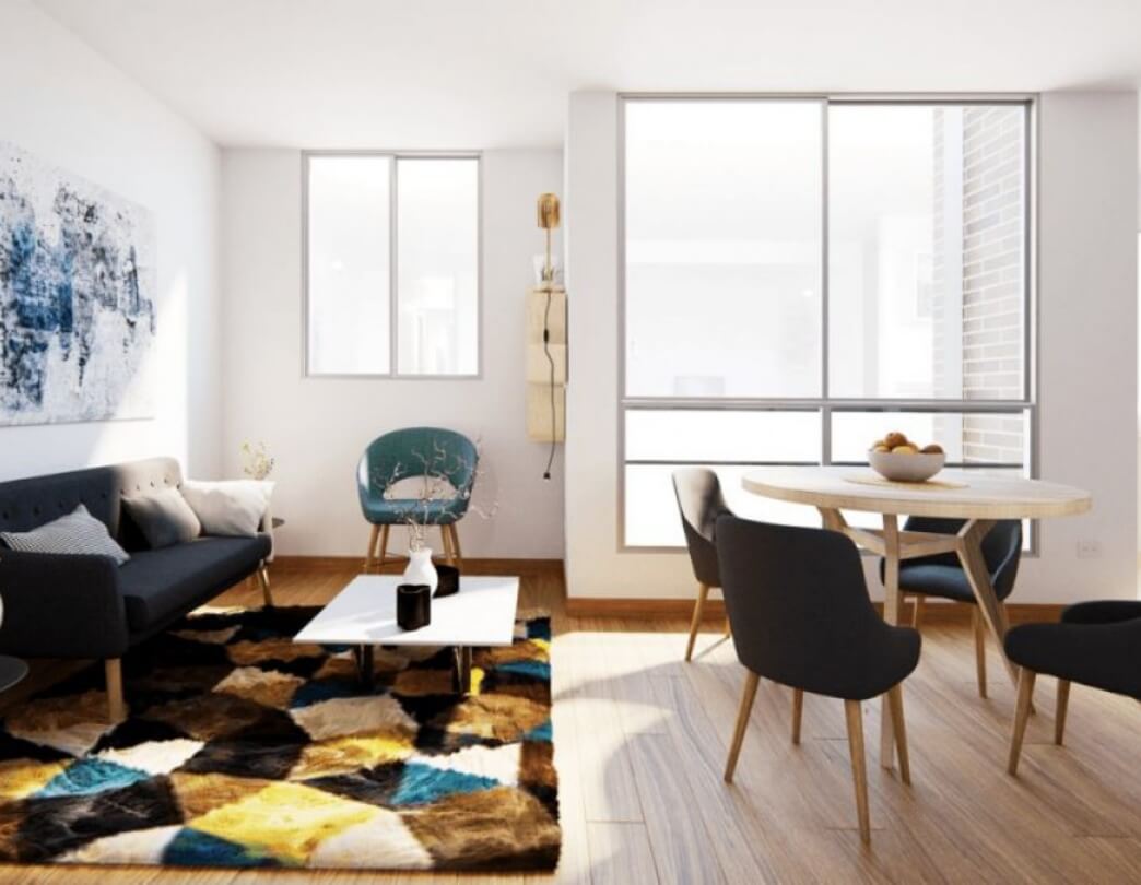 sala comedor moderna, apartamentos en venta en Chía, Riviera 2 urbansa constructora, proyectos de vivienda chía, vivienda vis